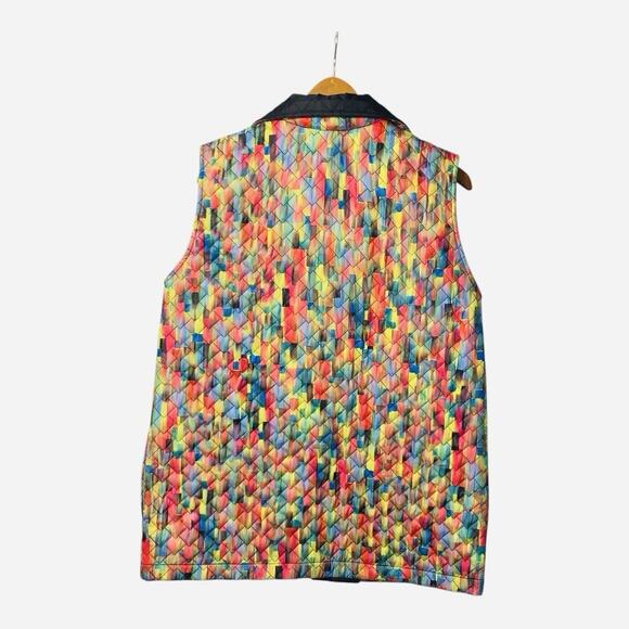 Caroline Rose Multicolor Quilted Zip Front Vest With Pockets Small - Picture 4 of 7